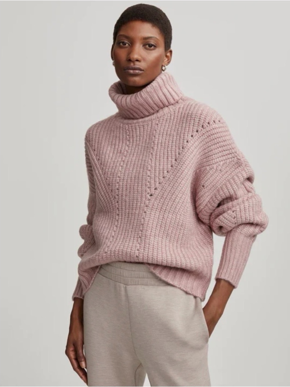 Varley Rogan Cropped Knit Sweater Woodrose size S